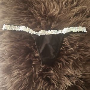 New Minor Creations Black Sequin Stripper Thong